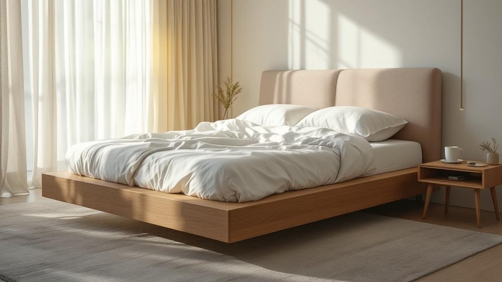 Platform bed in golden hour light